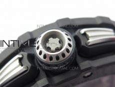 RM011 Carbon Case Chrono KVF 1:1 Best Edition Crystal Skeleton Yellow Dial on Red Rubber Strap A7750 V2