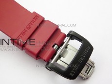 RM011 Carbon Case Chrono KVF 1:1 Best Edition Crystal Skeleton Yellow Dial on Red Rubber Strap A7750 V2