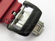 RM011 Carbon Case Chrono KVF 1:1 Best Edition Crystal Skeleton Yellow Dial on Red Rubber Strap A7750 V2