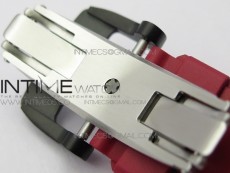 RM011 Carbon Case Chrono KVF 1:1 Best Edition Crystal Skeleton Yellow Dial on Red Rubber Strap A7750 V2