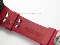 RM011 Carbon Case Chrono KVF 1:1 Best Edition Crystal Skeleton Yellow Dial on Red Rubber Strap A7750 V2