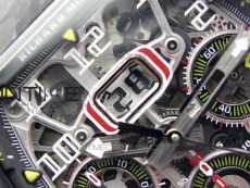 RM011 Carbon Case Chrono KVF 1:1 Best Edition Crystal Skeleton Yellow Dial on Camo Rubber Strap A7750 V2