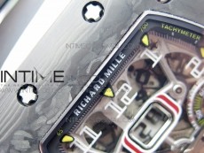 RM011 Carbon Case Chrono KVF 1:1 Best Edition Crystal Skeleton Yellow Dial on Camo Rubber Strap A7750 V2