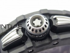 RM011 Carbon Case Chrono KVF 1:1 Best Edition Crystal Skeleton Yellow Dial on Camo Rubber Strap A7750 V2