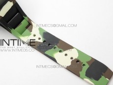 RM011 Carbon Case Chrono KVF 1:1 Best Edition Crystal Skeleton Yellow Dial on Camo Rubber Strap A7750 V2