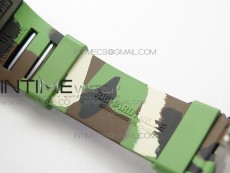 RM011 Carbon Case Chrono KVF 1:1 Best Edition Crystal Skeleton Yellow Dial on Camo Rubber Strap A7750 V2