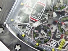 RM011 Carbon Case Chrono KVF 1:1 Best Edition Crystal Skeleton Yellow Dial on Yellow Rubber Strap A7750 V2