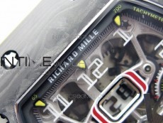RM011 Carbon Case Chrono KVF 1:1 Best Edition Crystal Skeleton Yellow Dial on Yellow Rubber Strap A7750 V2