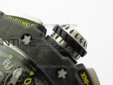RM011 Carbon Case Chrono KVF 1:1 Best Edition Crystal Skeleton Yellow Dial on Yellow Rubber Strap A7750 V2