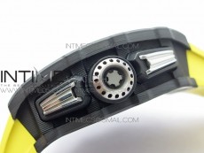 RM011 Carbon Case Chrono KVF 1:1 Best Edition Crystal Skeleton Yellow Dial on Yellow Rubber Strap A7750 V2