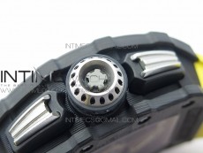 RM011 Carbon Case Chrono KVF 1:1 Best Edition Crystal Skeleton Yellow Dial on Yellow Rubber Strap A7750 V2