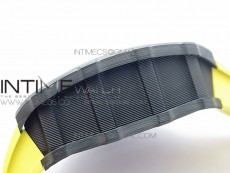RM011 Carbon Case Chrono KVF 1:1 Best Edition Crystal Skeleton Yellow Dial on Yellow Rubber Strap A7750 V2