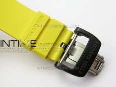 RM011 Carbon Case Chrono KVF 1:1 Best Edition Crystal Skeleton Yellow Dial on Yellow Rubber Strap A7750 V2