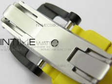RM011 Carbon Case Chrono KVF 1:1 Best Edition Crystal Skeleton Yellow Dial on Yellow Rubber Strap A7750 V2