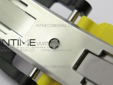 RM011 Carbon Case Chrono KVF 1:1 Best Edition Crystal Skeleton Yellow Dial on Yellow Rubber Strap A7750 V2