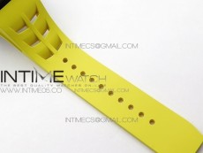 RM011 Carbon Case Chrono KVF 1:1 Best Edition Crystal Skeleton Yellow Dial on Yellow Rubber Strap A7750 V2