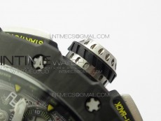 RM011 Carbon Case Chrono KVF 1:1 Best Edition Crystal Skeleton Yellow Dial on Orange Rubber Strap A7750 V2