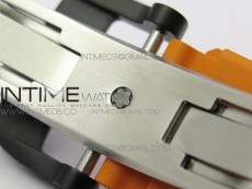 RM011 Carbon Case Chrono KVF 1:1 Best Edition Crystal Skeleton Yellow Dial on Orange Rubber Strap A7750 V2