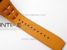RM011 Carbon Case Chrono KVF 1:1 Best Edition Crystal Skeleton Yellow Dial on Orange Rubber Strap A7750 V2