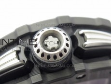 RM011 Carbon Case Chrono KVF 1:1 Best Edition Crystal Skeleton Yellow Dial on Gray Rubber Strap A7750 V2