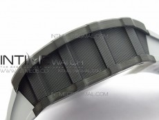 RM011 Carbon Case Chrono KVF 1:1 Best Edition Crystal Skeleton Yellow Dial on Gray Rubber Strap A7750 V2