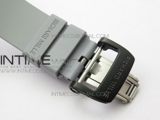 RM011 Carbon Case Chrono KVF 1:1 Best Edition Crystal Skeleton Yellow Dial on Gray Rubber Strap A7750 V2