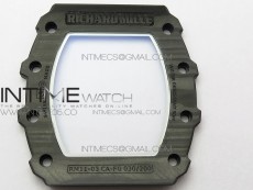 RM011 Carbon Case Chrono KVF 1:1 Best Edition Crystal Skeleton Yellow Dial on Gray Rubber Strap A7750 V2