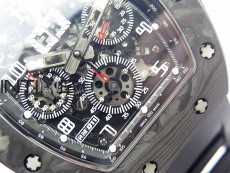 RM011 Carbon Case Carbon Bezel Chronograph KVF 1:1 Best Edition Skeleton Dial on Black Rubber Strap A7750