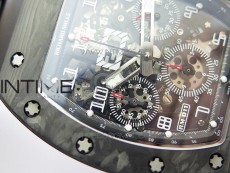 RM011 Carbon Case Carbon Bezel Chronograph KVF 1:1 Best Edition Skeleton Dial on Black Rubber Strap A7750