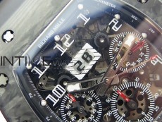 RM011 Carbon Case Carbon Bezel Chronograph KVF 1:1 Best Edition Skeleton Dial on Black Rubber Strap A7750