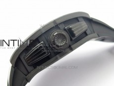 RM011 Carbon Case Carbon Bezel Chronograph KVF 1:1 Best Edition Skeleton Dial on Black Rubber Strap A7750