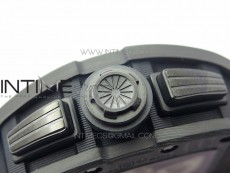 RM011 Carbon Case Carbon Bezel Chronograph KVF 1:1 Best Edition Skeleton Dial on Black Rubber Strap A7750