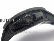 RM011 Carbon Case Carbon Bezel Chronograph KVF 1:1 Best Edition Skeleton Dial(Red Inner Bezel) on Black Rubber Strap A7750
