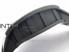 RM011 Carbon Case Carbon Bezel Chronograph KVF 1:1 Best Edition Skeleton Dial(Red Inner Bezel) on Black Rubber Strap A7750