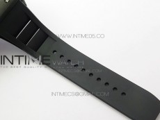 RM011 Carbon Case Carbon Bezel Chronograph KVF 1:1 Best Edition Skeleton Dial(Red Inner Bezel) on Black Rubber Strap A7750