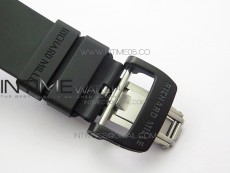 RM011 Carbon Case Carbon Bezel Chronograph KVF 1:1 Best Edition Skeleton Dial(Red Inner Bezel) on Black Rubber Strap A7750