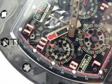 RM011 Carbon Case Carbon Bezel Chronograph KVF 1:1 Best Edition Skeleton Dial Red/RG on Black Rubber Strap A7750