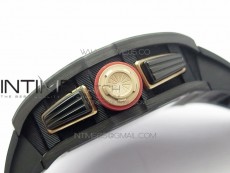 RM011 Carbon Case Carbon Bezel Chronograph KVF 1:1 Best Edition Skeleton Dial Red/RG on Black Rubber Strap A7750