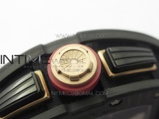 RM011 Carbon Case Carbon Bezel Chronograph KVF 1:1 Best Edition Skeleton Dial Red/RG on Black Rubber Strap A7750