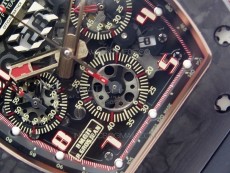 RM011 RG Case Carbon Bezel Chronograph KVF 1:1 Best Edition Skeleton Dial Red/RG on Black Rubber Strap A7750