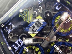 RM011 Titanium Case Carbon Bezel Chronograph KVF 1:1 Best Edition Skeleton Dial Blue Crown on Black Rubber Strap A7750