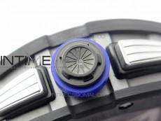 RM011 Titanium Case Carbon Bezel Chronograph KVF 1:1 Best Edition Skeleton Dial Blue Crown on Black Rubber Strap A7750