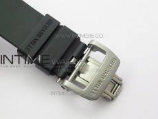 RM011 Titanium Case Carbon Bezel Chronograph KVF 1:1 Best Edition Skeleton Dial Blue Crown on Black Rubber Strap A7750