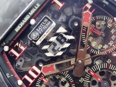RM011 Carbon Case Carbon Bezel Chronograph KVF 1:1 Best Edition Skeleton Dial Red/RG on Red Rubber Strap A7750