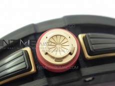 RM011 Carbon Case Carbon Bezel Chronograph KVF 1:1 Best Edition Skeleton Dial Red/RG on Red Rubber Strap A7750