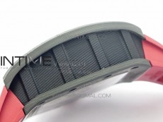 RM011 Carbon Case Carbon Bezel Chronograph KVF 1:1 Best Edition Skeleton Dial Red/RG on Red Rubber Strap A7750