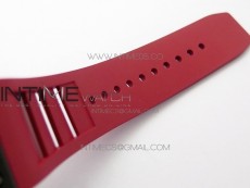 RM011 Carbon Case Carbon Bezel Chronograph KVF 1:1 Best Edition Skeleton Dial Red/RG on Red Rubber Strap A7750