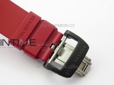 RM011 Carbon Case Carbon Bezel Chronograph KVF 1:1 Best Edition Skeleton Dial Red/RG on Red Rubber Strap A7750