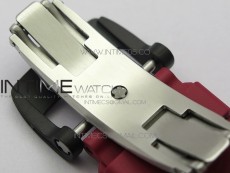 RM011 Carbon Case Carbon Bezel Chronograph KVF 1:1 Best Edition Skeleton Dial Red/RG on Red Rubber Strap A7750