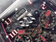 RM011 RG Case Carbon Bezel Chronograph KVF 1:1 Best Edition Skeleton Dial Red/RG on Red Rubber Strap A7750